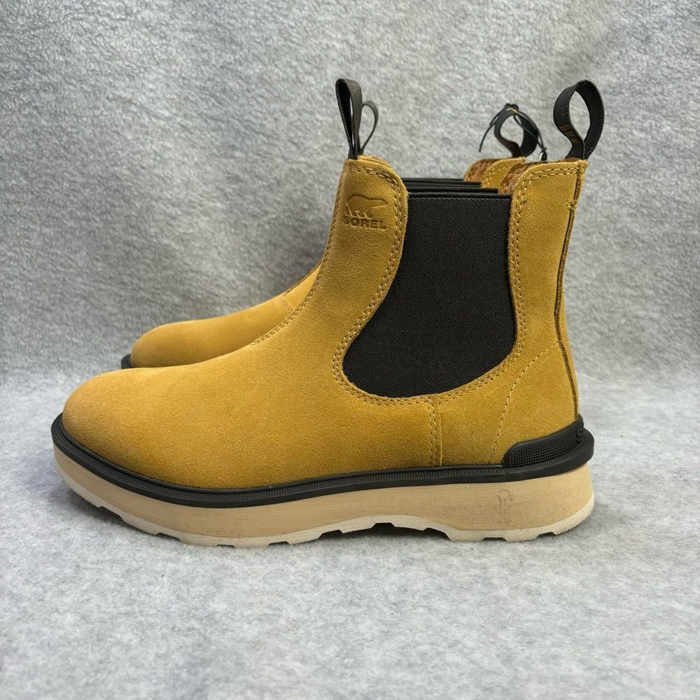 Sorel Women's Hi-Line Chelsea Waterproof Suede Ankle Boots Geo Yellow Size 7.5